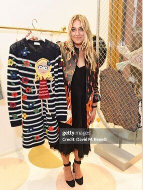 RED Valentino London Kaye Long Sleeve Knit Sweater Dress Stripes Crochet Medium